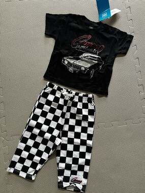 Chevrolet Camaro Baby Boys 2-Piece T-Shirt and Checkered Pants Set, Size 6-9M